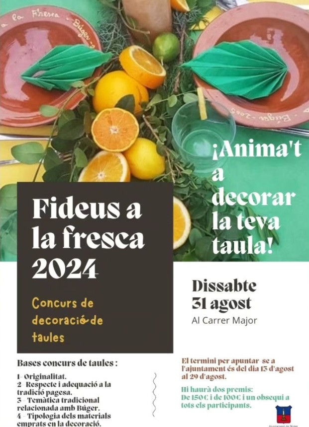 CONCURS DE DECORACIÓ DE TAULES FIDEUS A LA FRESCA 2024