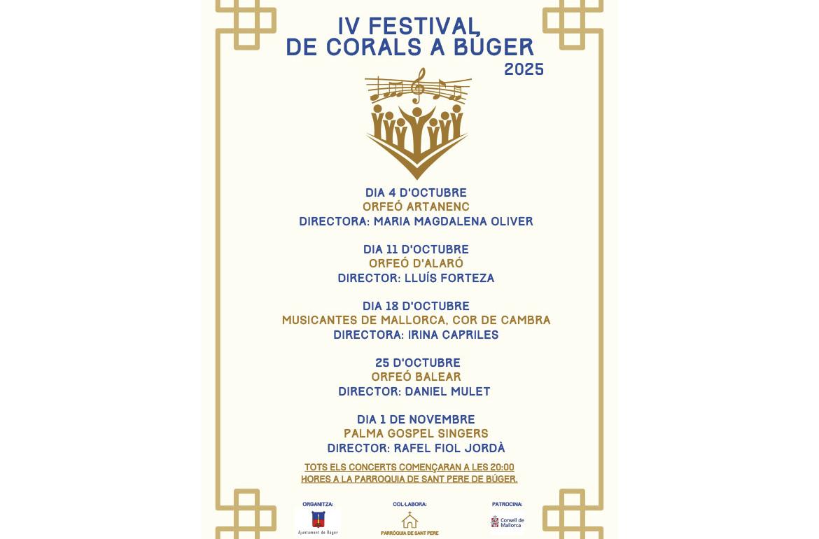 IV FESTIVAL DE CORALS A BÚGER 2025
